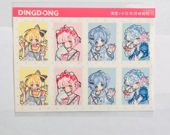 Usagi, Chiikawa, Hachiware, Momonga Anime Girl Portrait Stickers (39)