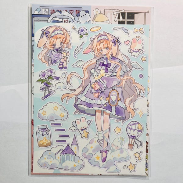 Soft Dreamy Bunny Girl Sticker Sheet (8)