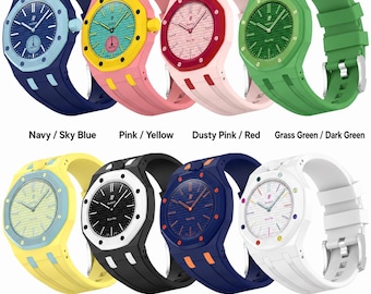 AP Watch Strap, Colorful Octagonal SWatch Band, Replacement Case Strap, Silicone Style Watch Accessory, Gift for Watch Lovers
