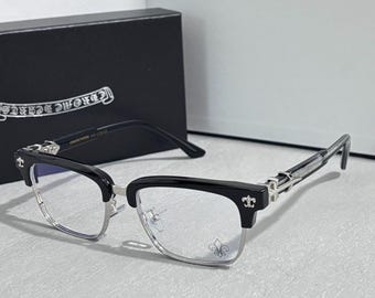 Gothic Cross Flower Glasses Frame Vintage Punk Optica Eyewear Gift for Him/Her