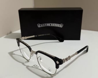 Gothic Cross Flower Glasses Frame Vintage Punk Optica Eyewear Gift for Him/Her