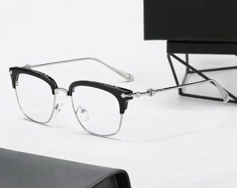Gothic glasses half frame Vintage Punk Optica Eyewear Gift for Him/Her