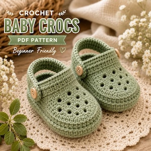 Crochet Baby Clogs Pattern PDF | Low Sew Baby Booties Pattern, Newborn Cloggy Shoes, Baby Shower Gift, Easy Crochet Pattern Instant Download