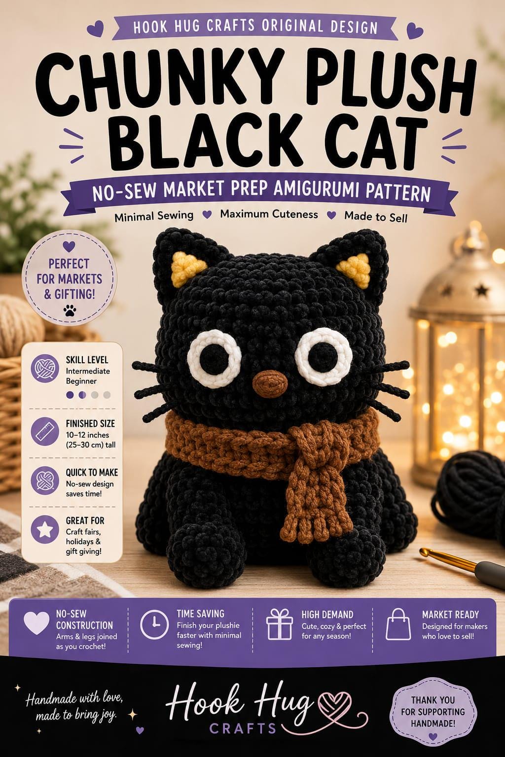 30 Black Cat Crochet Patterns for Amigurumi, Bags, Keychains, and Cozy Handmade Gifts 27 Chunky Plush Black Cat