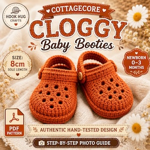 Crochet Baby Clogs Pattern PDF | Baby Booties, Newborn Shoes, Baby Sandals, Low-Sew Crochet Pattern, Digital Download
