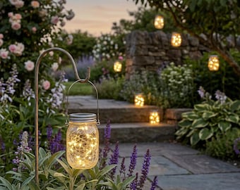 Luces solares de hadas en tarros Mason, tapa con luz LED impermeable, guirnalda de luces blancas cálidas, decoración de farolillos de jardín DIY