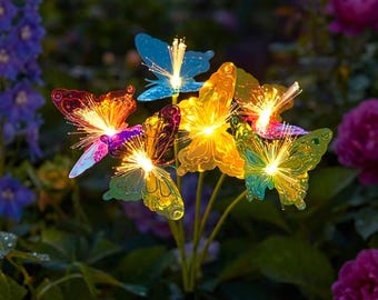 Solar Schmetterling Garten Lichter Fiber Optic Outdoor Stake Lichter wasserdicht Farbwechsel Hof Rasen Dekor