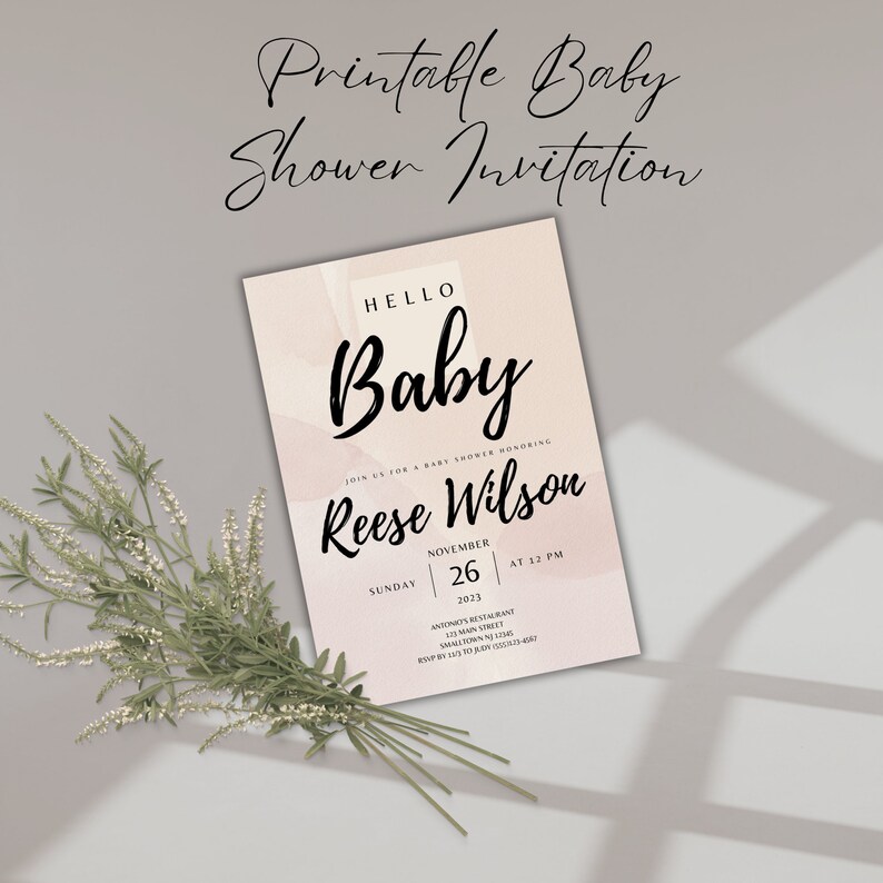 Printable 5x7 Baby Shower Invitation Neutral Baby Shower Canva Template