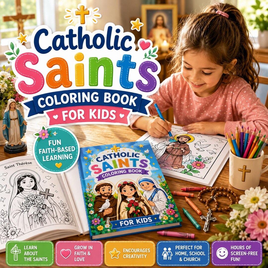 The Saints Activity Book for Catholic Kids Ages 6-10 | Coloring Pages ...