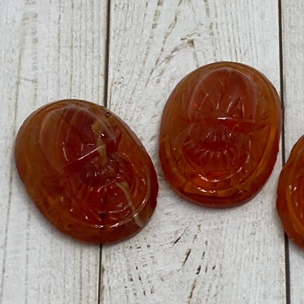 Cherry Brand Occupied Japan Scarab Cabochon Faux Amber Egyptian