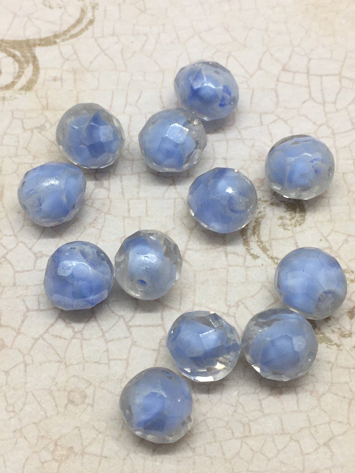 Vintage German Cornflower/crystal Givre Faceted Beads Etsy