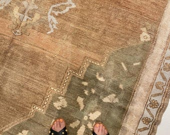 Light Brown Turkish Oushak 10x14 Hand Knotted Vintage rug area rug 100% Wool Traditional Handmade Rugs for Living Room hallway Made to Order