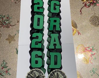 Green and black graduation lei