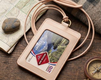 America the Beautiful National Parks Pass Leather Sleeve – Natural Undyed Vegetable-Tanned Full Grain Cowhide Card Protector