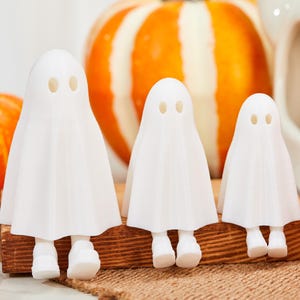 Söta små Halloween-spökfigurer, 3D-tryckt spökdekoration Bus eller godis-skrivbord Halloween-dekoration, kuslig spökfigur, Halloween-spökpresenter