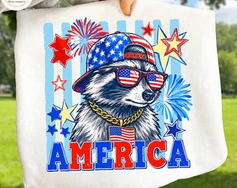 4th of July Raccoon Png, 4th of July Png, Patriotic Raccoon Png, Raccoon USA Png, America Png, America 250 Years Png, Independence Day Png