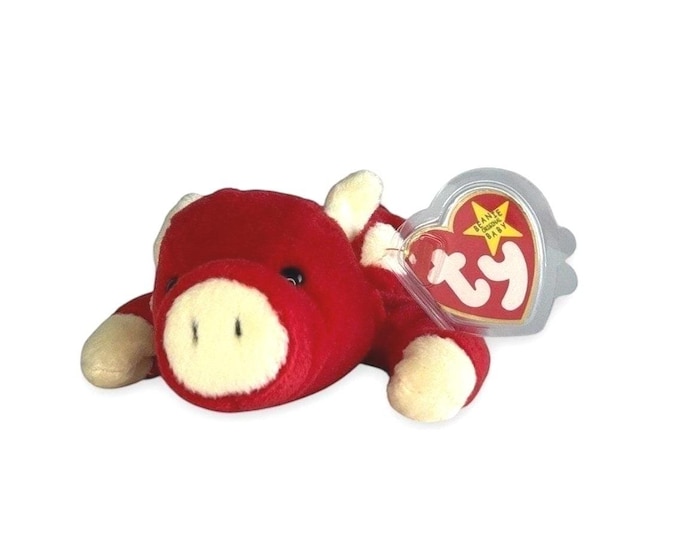 Snort the Bull | Bright Red Rancher | Mint Heart Tag TY Beanie Baby