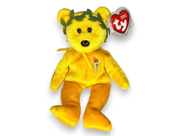Victory the Bear  | Golden Champion  | Mint Heart Tag TY Beanie Baby