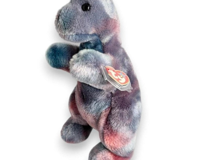 Rex the T-Rex | Purple Tie-Dye Dinosaur | Mint Heart Tag TY Beanie Buddy