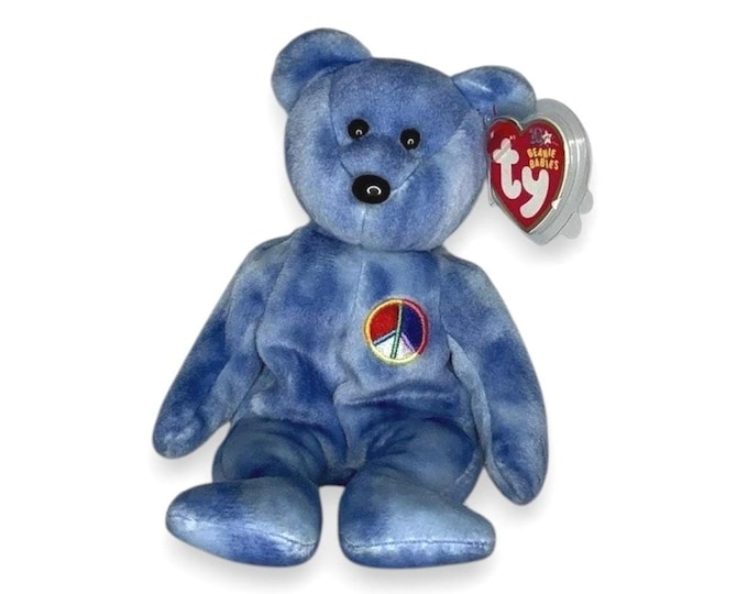 Peace Bear  | Blue Peace & Love  | Mint Heart Tag TY Beanie Baby
