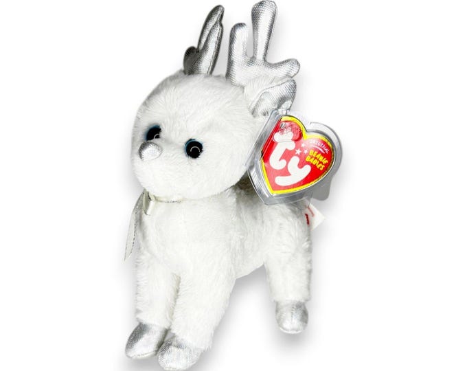 Snocap the Deer | Silver Winter Wonder | Mint Heart Tag TY Beanie Baby