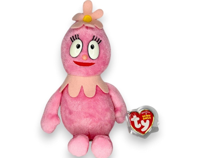 Foofa Yo Gabba Gabba | Pink Flower Friend | Mint Heart Tag TY Beanie Baby