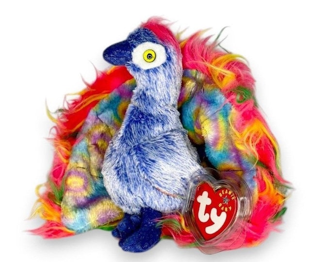 Flashy the Peacock | Rainbow Showstopper | Mint Heart Tag TY Beanie Baby