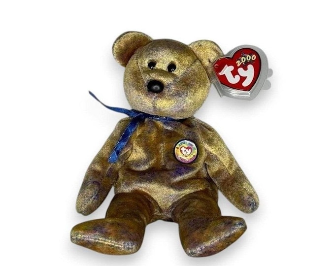 Clubby III the Bear | Millennium Golden Glow | Mint Heart Tag TY Beanie Baby