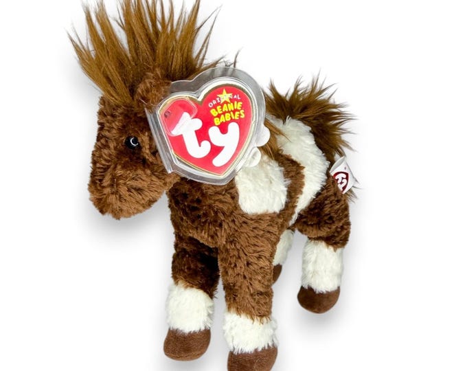 Thunderbolt the Horse | Wild Pinto Pony | Mint Heart Tag TY Beanie Baby