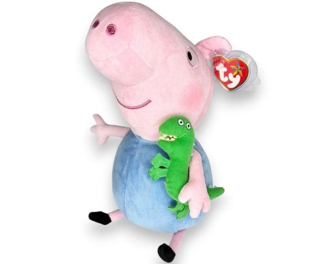 George Pig | Piglet and Dino Friend | Mint Heart Tag TY Beanie Buddy