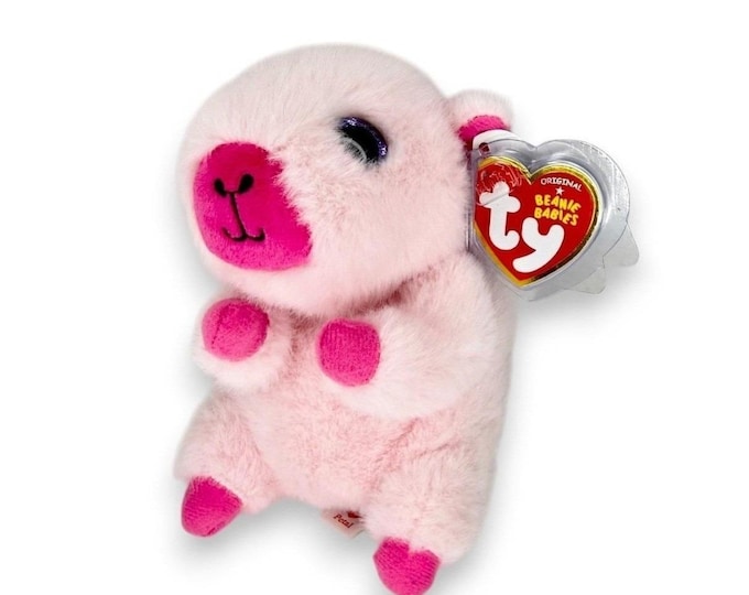 Petal the Capybara | Blushing Pink Pal | Mint Heart Tag TY Beanie Baby