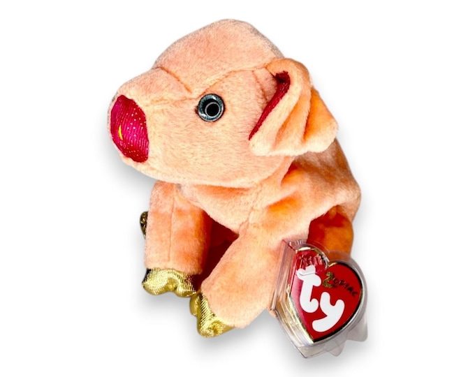 Pig the Pig | Golden Zodiac Sweetheart | Mint Heart Tag TY Beanie Baby