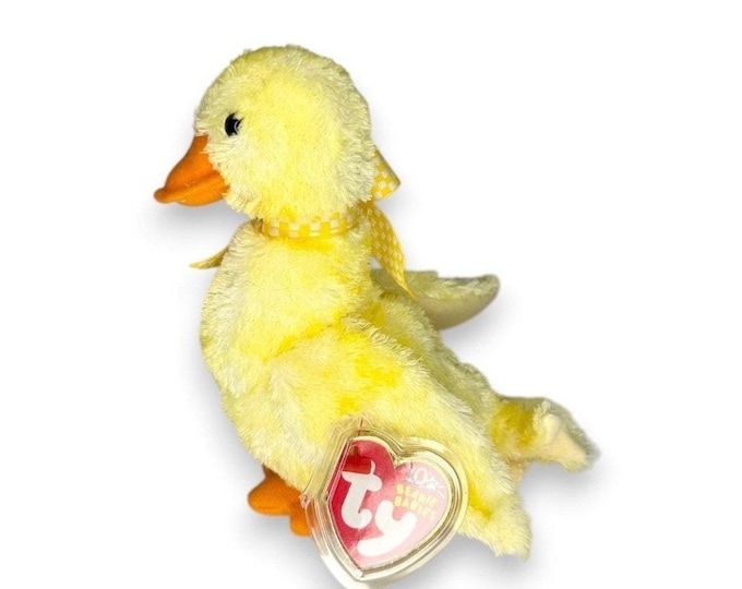 Duck-E the Duck | Fluffy Spring Duckling  | Mint Heart Tag TY Beanie Baby