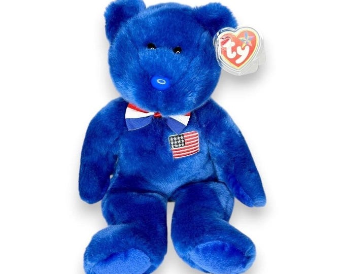 John the Bear | Patriotic Pride Bear | Mint Heart Tag TY Beanie Buddy