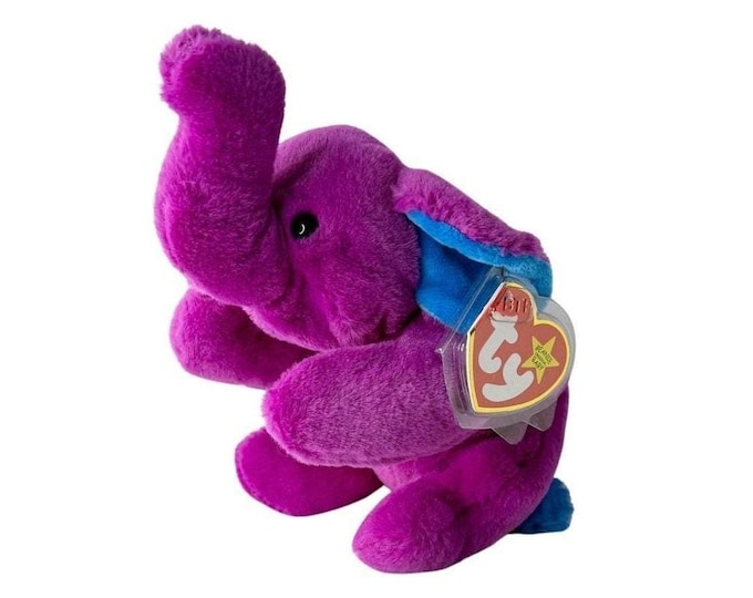 Peanut II the Elephant | Colorful Jungle Giant | Mint Heart Tag TY Beanie Baby