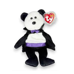 Count the Bear Ty Beanie Baby | Friendly Vampire Bear | Mint Heart Tag