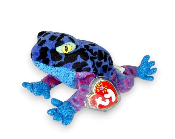 Dart the Frog Ty Beanie Baby | Bright Jingle Jumper | Mint Heart Tag
