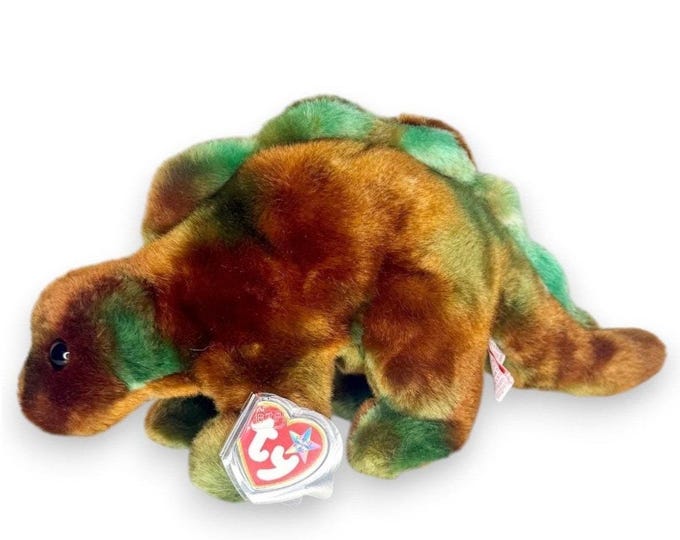 Steg the Dinosaur | Prehistoric Stegosaurus | Mint Heart Tag TY Beanie Buddy