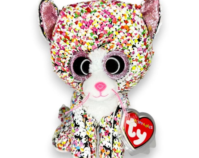 Confetti the Cat | Colorful Sparkle | Mint Heart Tag TY Flippables