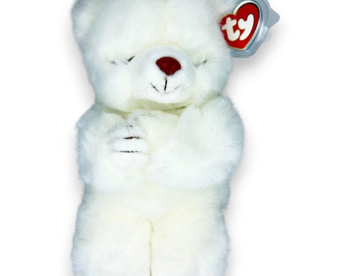 Faith the Bear | Peaceful White Teddy | Mint Heart Tag TY Classic