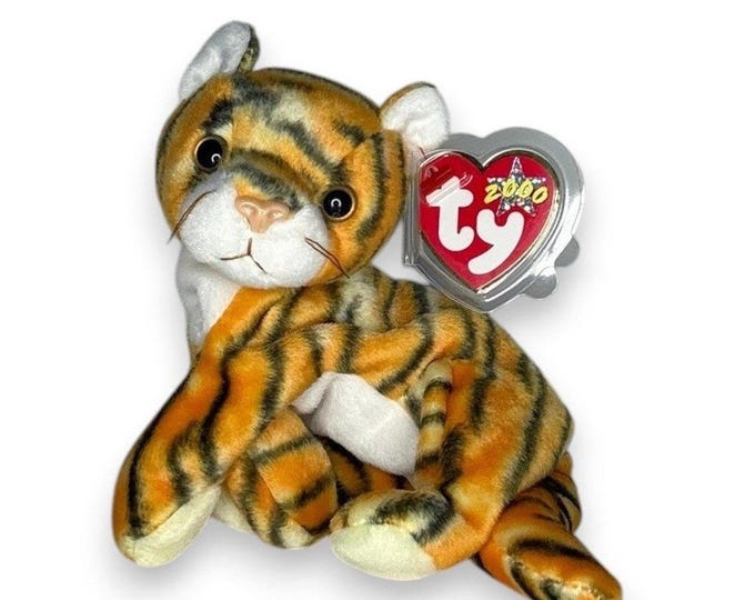 India the Tiger | Striped Safari Star | Mint Heart Tag TY Beanie Baby