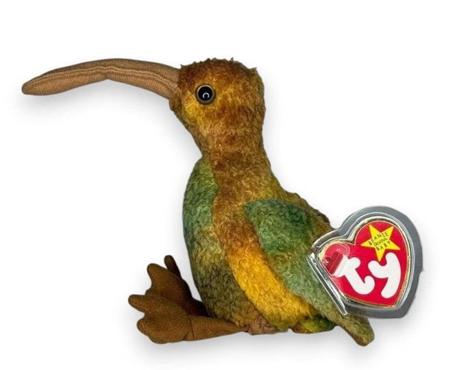 Beak the Kiwi Bird | Long-Beaked Cutie | Mint Heart Tag TY Beanie Baby