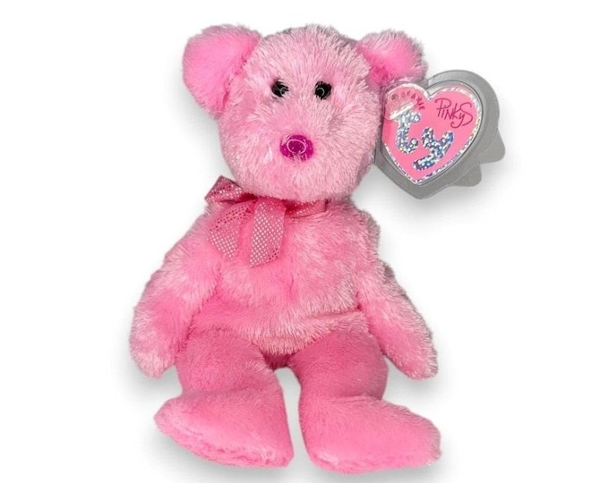 Dazzler the Bear Ty Pinkys Bean | Rosy Ribbon Sweetheart | Mint Heart Tag TY Beanie Baby
