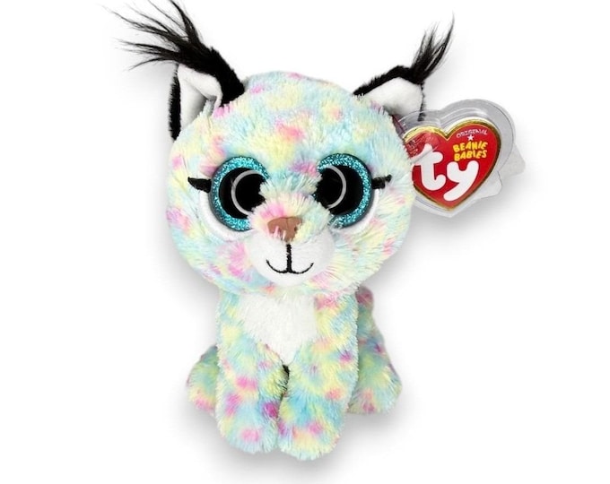 Lynx the Pastel Lynx  | Neon Forest Gem | Mint Heart Tag TY Beanie Baby