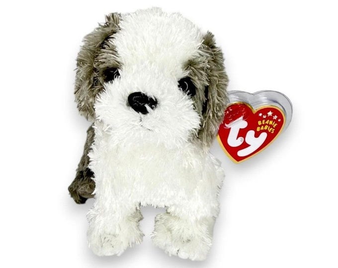 Herder the Dog Ty Beanie Baby | Faithful Farm Pup | Mint Heart Tag