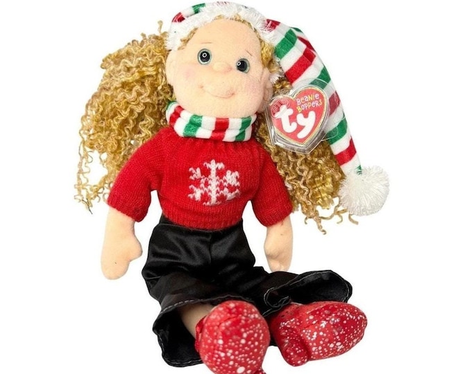 Festive Franny Ty Bean Boppers | Christmas Cheer | Mint Heart Tag TY Beanie
