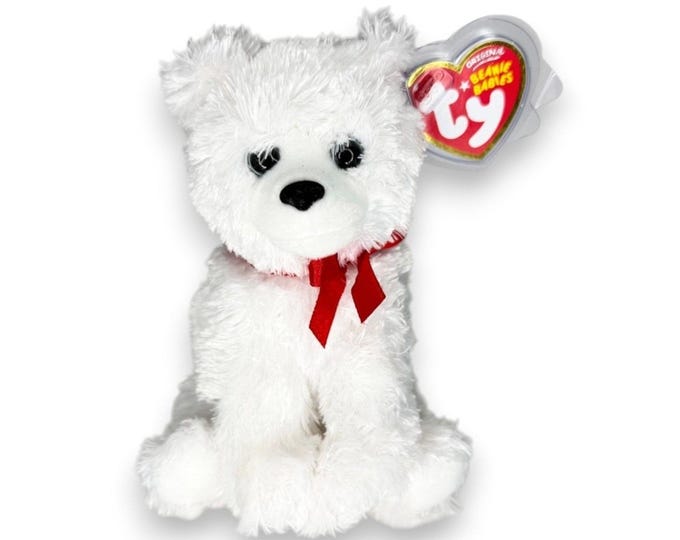 Icebox the Dog | Snowy Holiday Pup | Mint Heart Tag TY Beanie Baby