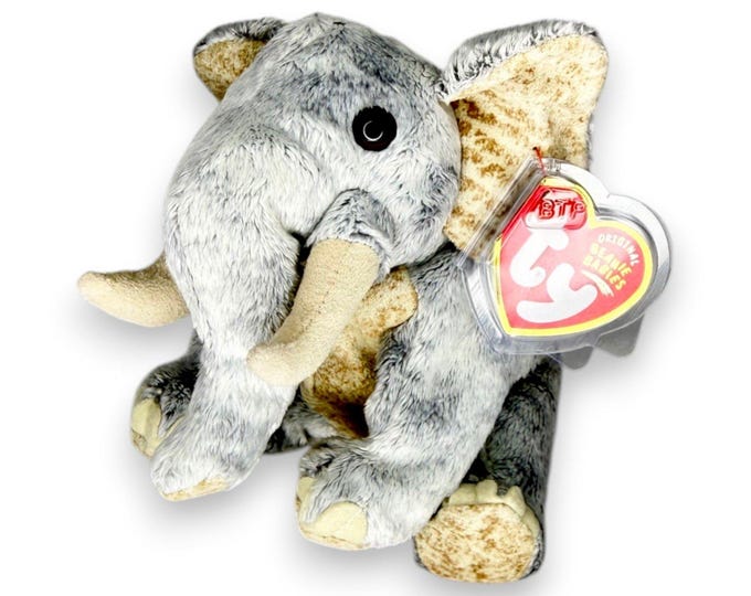 Bahati the Elephant | Gray Safari Giant | Mint Heart Tag TY Beanie Baby