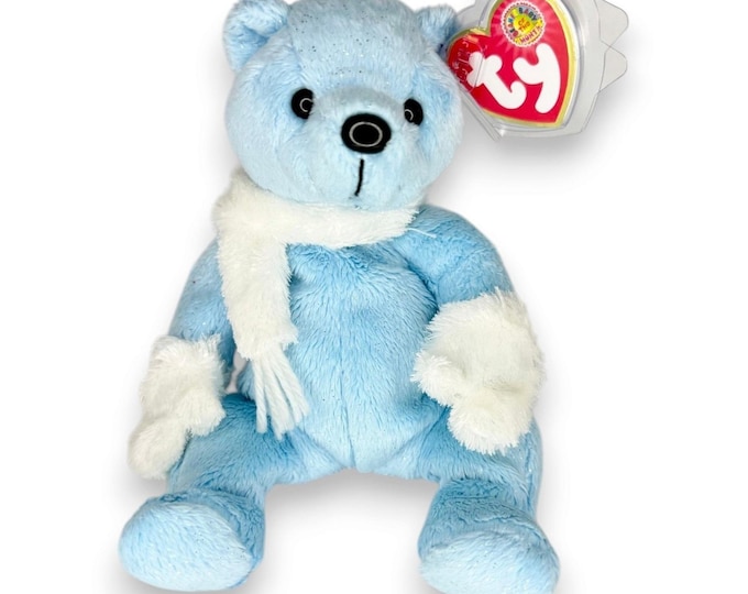 Icecubes the Bear | Frosty Blue Bear | Mint Heart Tag TY Beanie Baby