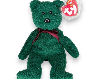 2001 Holiday Bear | Evergreen Christmas | Mint Heart Tag TY Beanie Baby